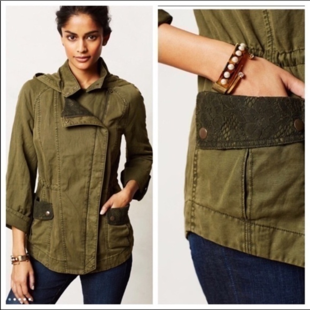 Anthropologie HEI HEI Lace Utility Jacket